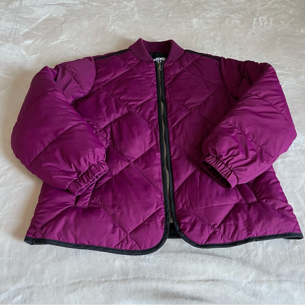 LandaEnd magenta zip up puffer quilted jacket